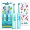 image:imageAquasonic Kids Electric Toothbrush Set for Ages 3  Soft Bristles Oscillating Brush Head Builtin Battery  Aquarium Adventures