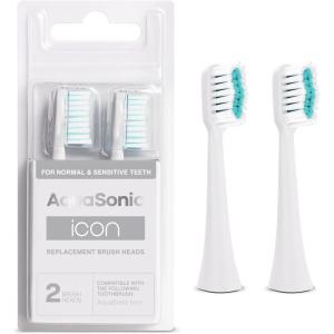 AquaSonic Genuine Icon Replacement Brush Heads | Compatible with AquaSonic Icon Toothbrush | 2 Brush Heads | for Normal & Sensitive Teeth (Onyx)(Pearl)