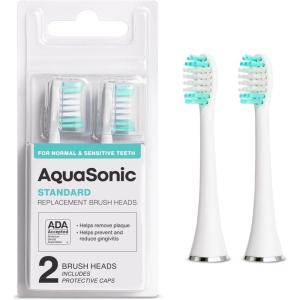 AquaSonic Genuine Standard Replacement Brush Heads | for Normal & Sensitive Teeth | Compatible with Many AquaSonic Toothbrush Handles (2 Pack Black)(2 Pack White)