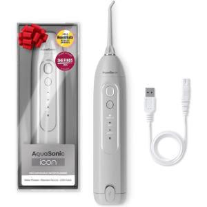 AquaSonic Icon Water Flosser for Teeth – Cordless Rechargeable Oral Irrigator – Waterproof, Portable Dental Cleaning with Jet Tip – Braces Home Travel – Onyx(Stone)
