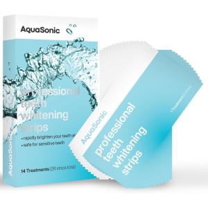 AquaSonic Professional Teeth Whitening Strips – Enamel Safe Teeth Whitening with Hydrogen Peroxide – Easy to Use, Non-Slip, Affordable & Effective (Unflavored)(Unflavored)