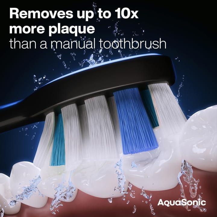 image:imageAquasonic Clinical AQ UltraWhitening Smart Toothbrush with Pressure Sensor LCD Screen amp Battery Level Indicator 2 Brush Heads amp Hard Sell Travel Case