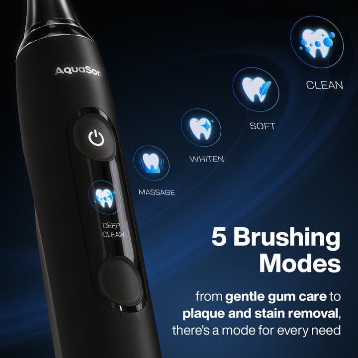 image:imageAquasonic Clinical AQ UltraWhitening Smart Toothbrush with Pressure Sensor LCD Screen amp Battery Level Indicator 2 Brush Heads amp Hard Sell Travel Case