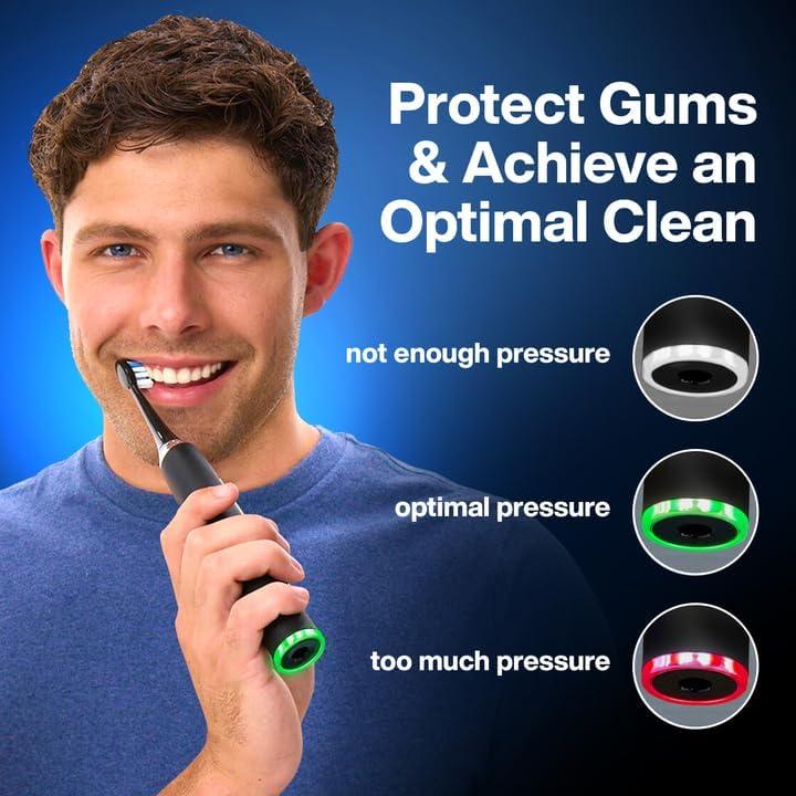 image:imageAquasonic Clinical AQ UltraWhitening Smart Toothbrush with Pressure Sensor LCD Screen amp Battery Level Indicator 2 Brush Heads amp Hard Sell Travel Case