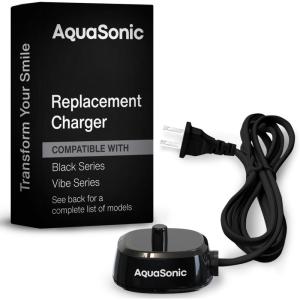AquaSonic Electric Toothbrush Charger – Conductive Charging Dock, Compatible with Most AquaSonic Toothbrushes – Genuine, Authentic Parts (White)(Black)