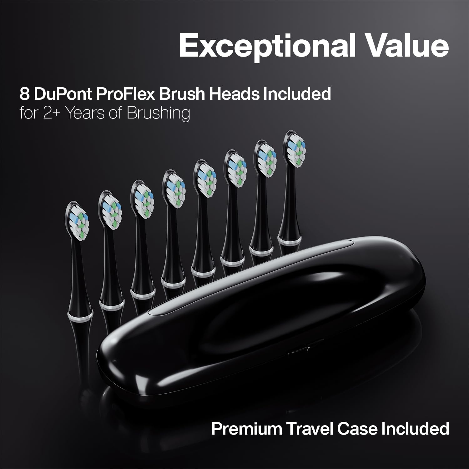 image:imageAquasonic Elite UltraWhitening Toothbrush ADA Accepted Power Toothbrush 8 Proflex Brush Heads amp Travel Case 50000 VPM Motor amp Wireless Charging 5 Modes w Smart Timer BlackBlack